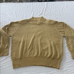 Vintage Milano Design Sweater gold Metallic Mock turtleneck. Fine Knit Womens L